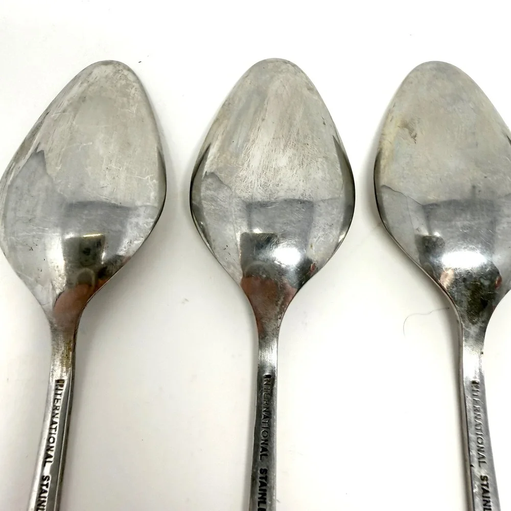 9 International‎ Stainless Steel Deluxe Teaspoons MCM Danish Scroll Flatware Set